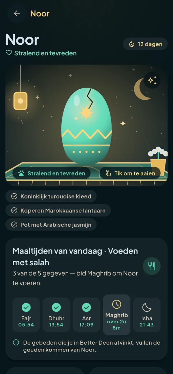 Noor, een ei dat warm wordt met je salah